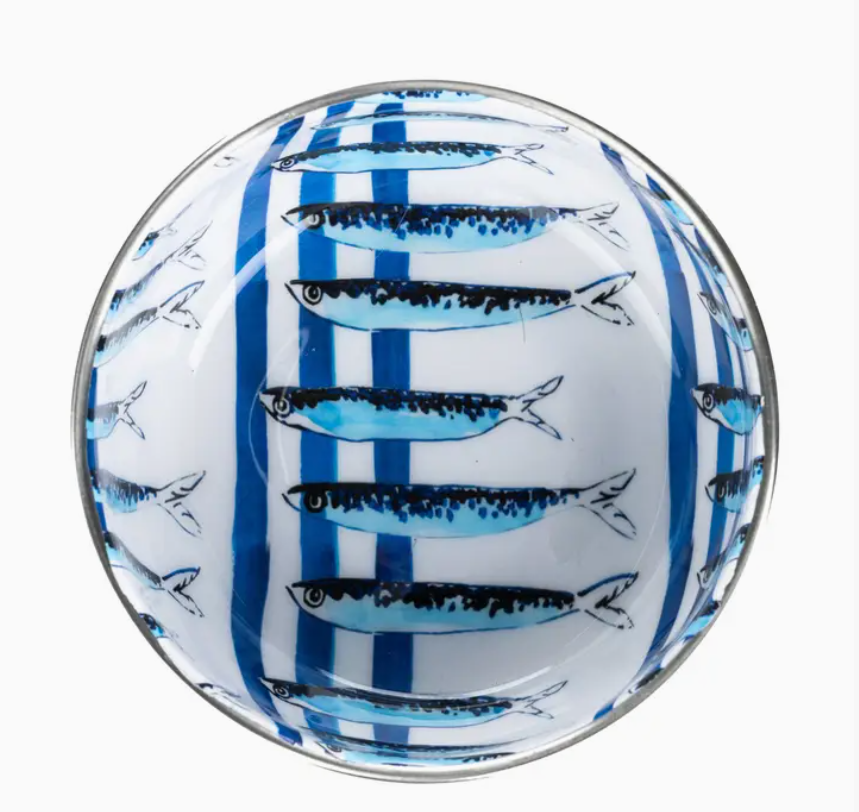 Steel Stripe & Fish Design 12cm Small Bowl