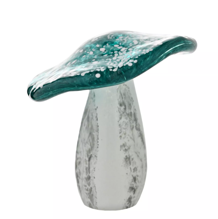 Objets d'art Glass Figurine - Teal Toadstool