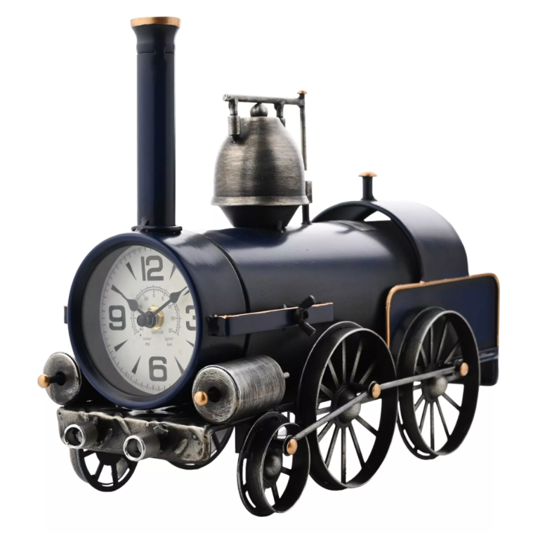 Hometime Blue Train Mantel Clock & Money Box