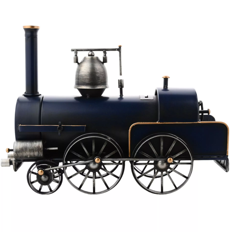 Hometime Blue Train Mantel Clock & Money Box