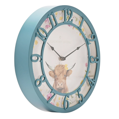 Country Living Outdoor Clock 25cms - Highland Cow