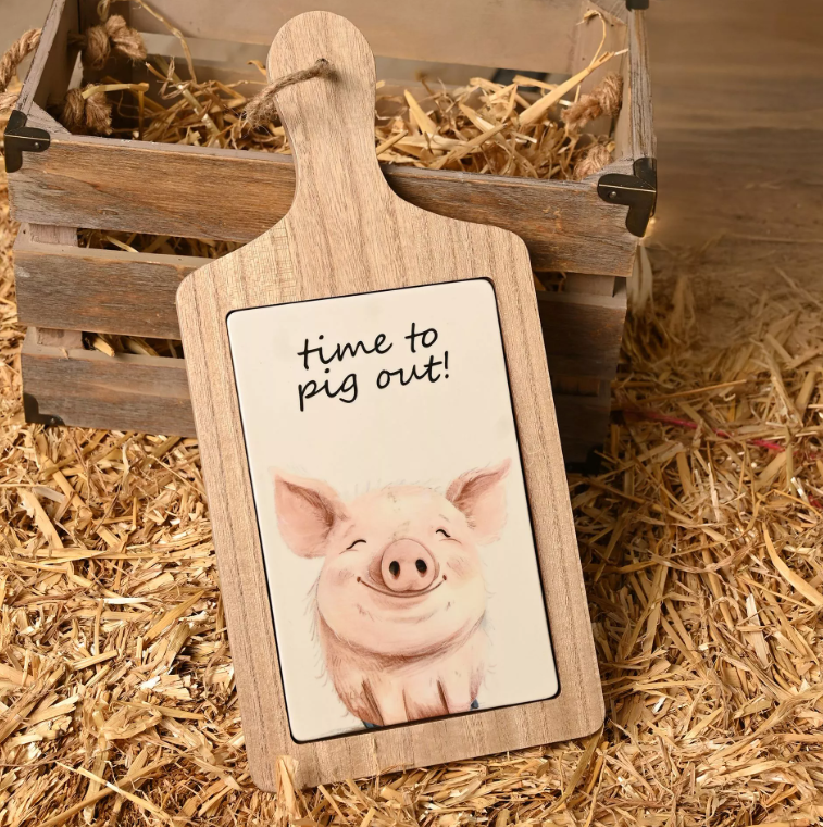 The Funny Farm Serving Board "Time To Pig Out"