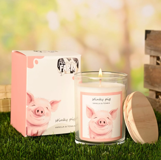 The Funny Farm Candle 250g - "Stinky Pig" - Vanilla & Tonka