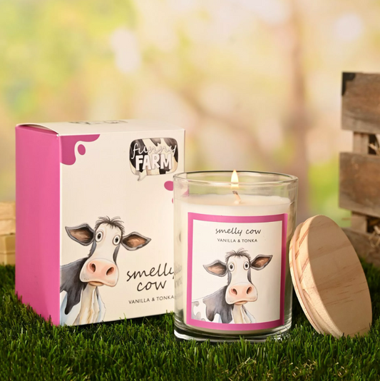 The Funny Farm Candle 250g - "Smelly Cow" - Vanilla & Tonka