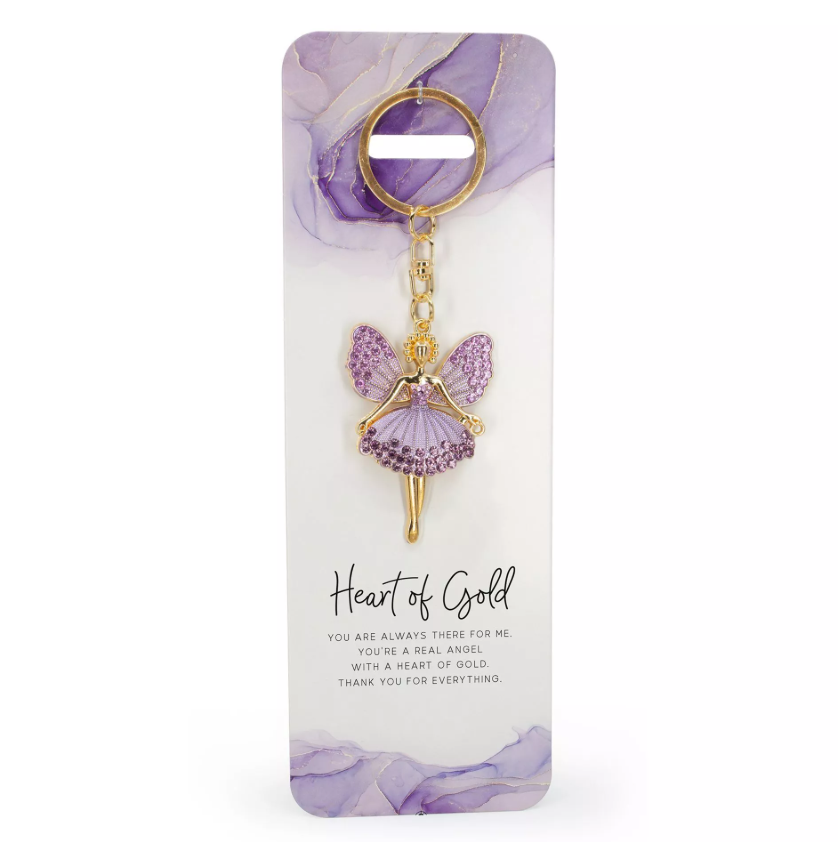 Purple Angel Keyring - Heart Of Gold