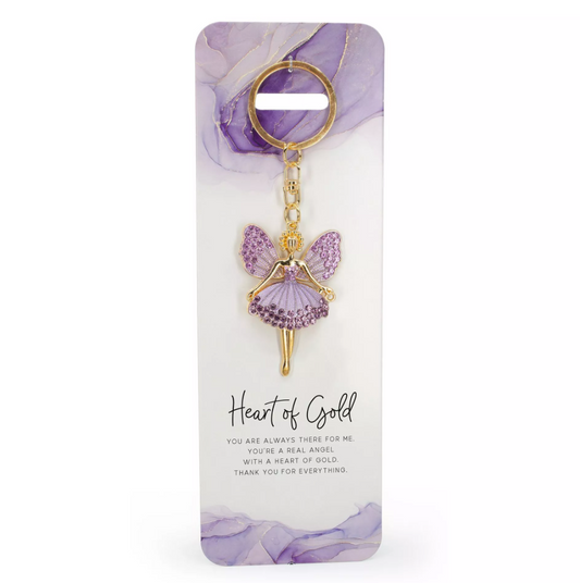 Purple Angel Keyring - Heart Of Gold