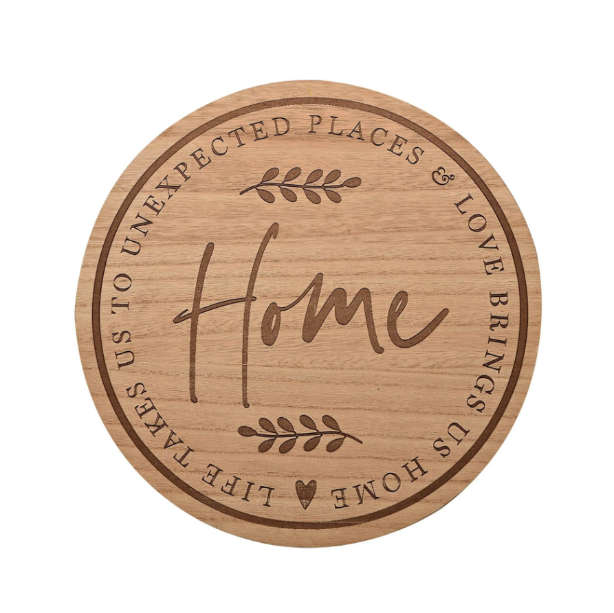 Moments Wooden Round Plaque - Home 30cm