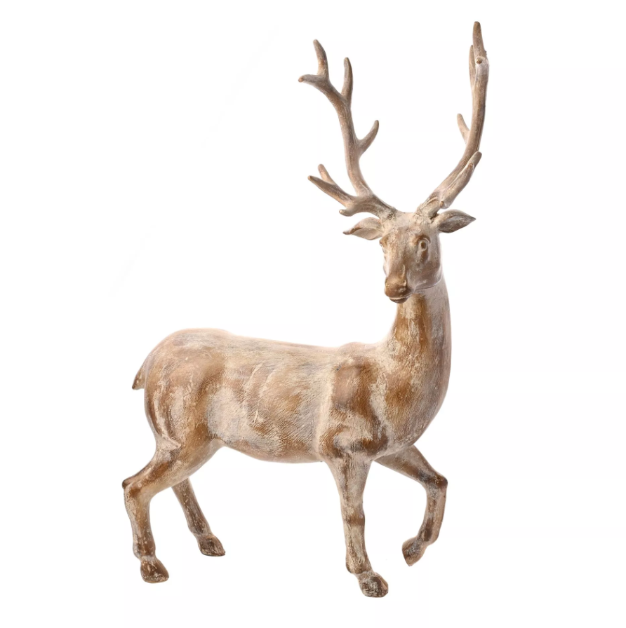 Resin Standing Whitewashed Stag
