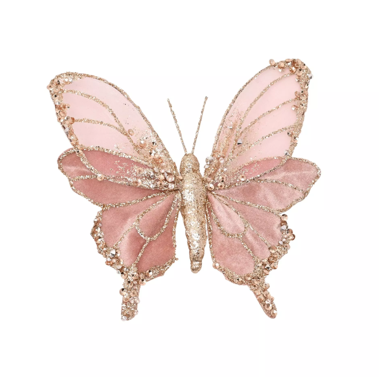 Pretty Sheer Mauve & Gold Butterfly Clip
