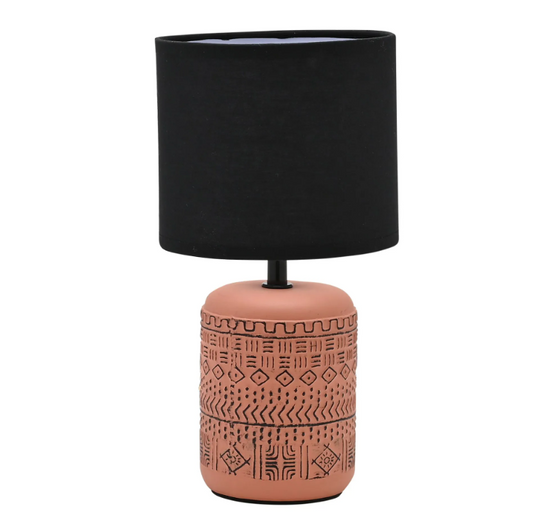 Hestia Lamp with Terracotta Base & Black Shade - 28.5cm
