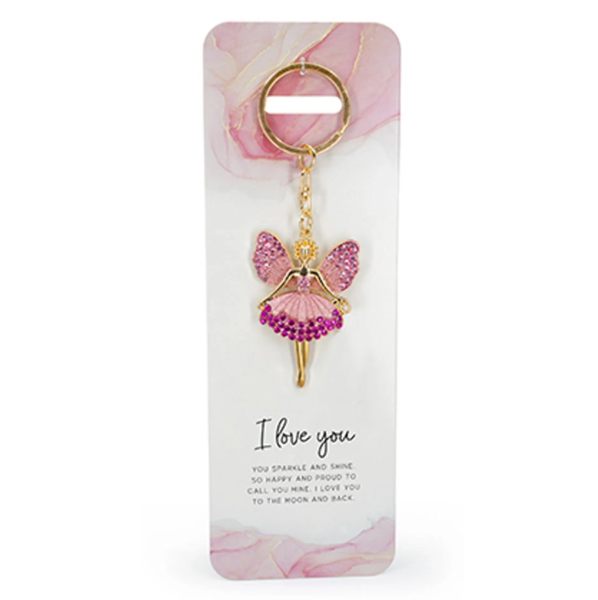 Pink Angel Keyring - I Love You