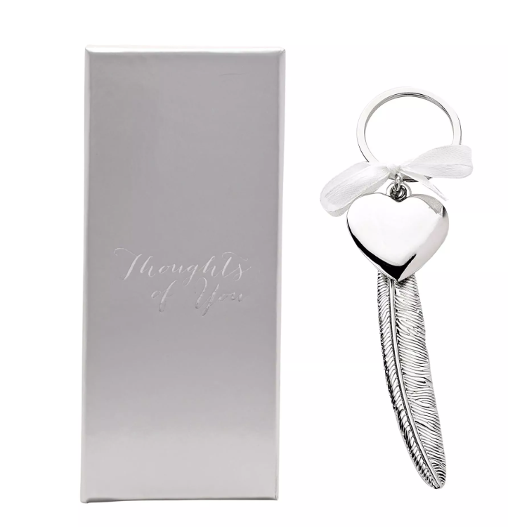 Engravable Silverplated Feather Heart Plaque - Plain