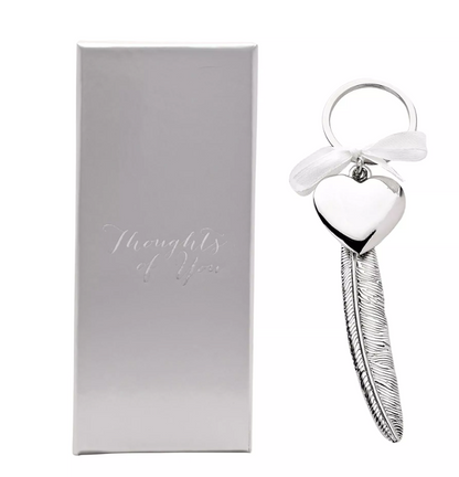 Engravable Silverplated Feather Heart Plaque - Plain