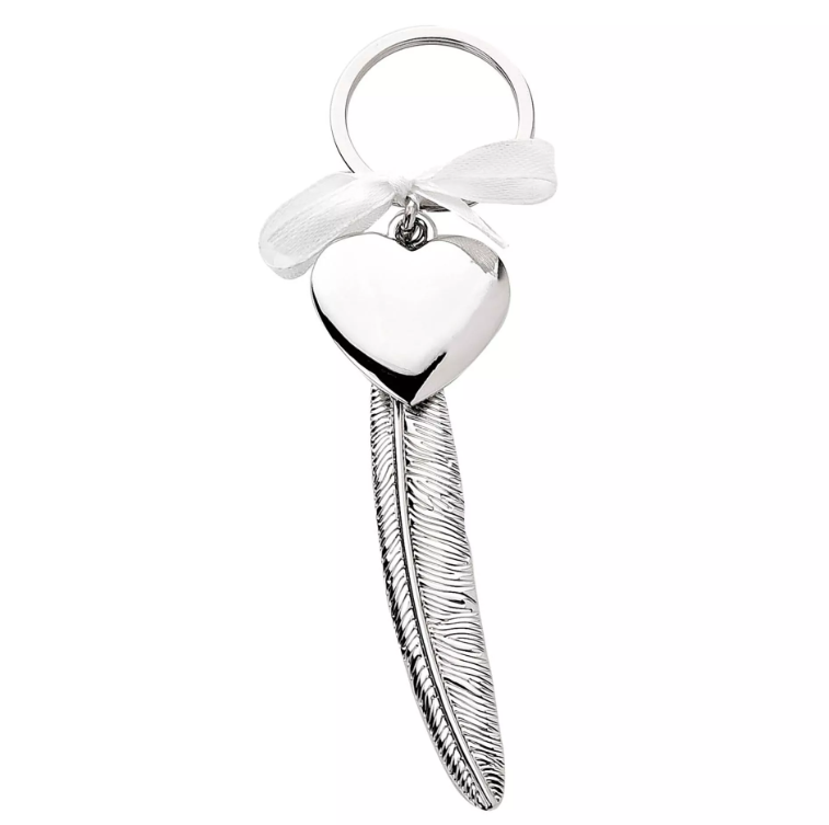 Engravable Silverplated Feather Heart Plaque - Plain