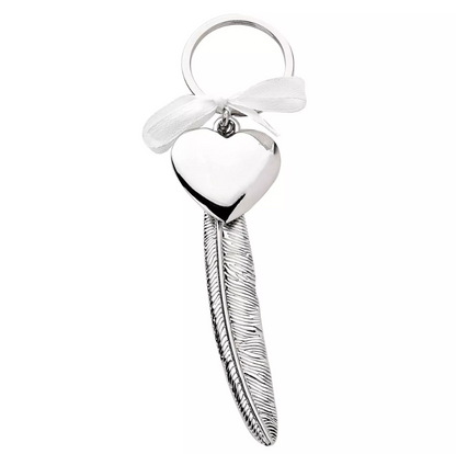 Engravable Silverplated Feather Heart Plaque - Plain