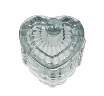 Mini Glass Heart Trinket Pot Blue