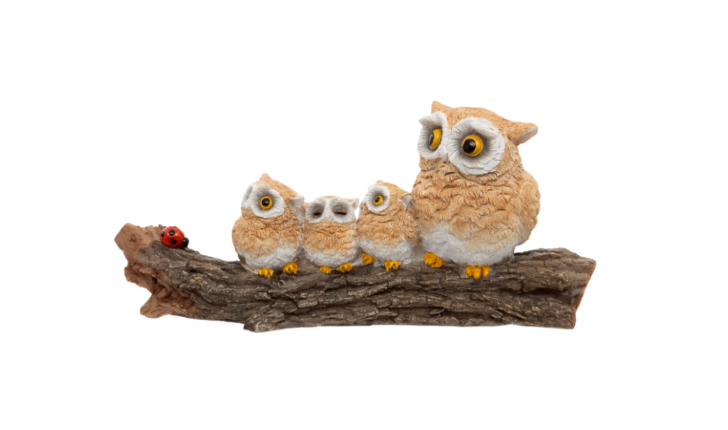 Owl Family on Log Ornament