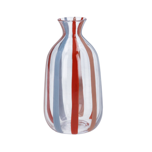Mixed Stripe Glass Vase 16cm