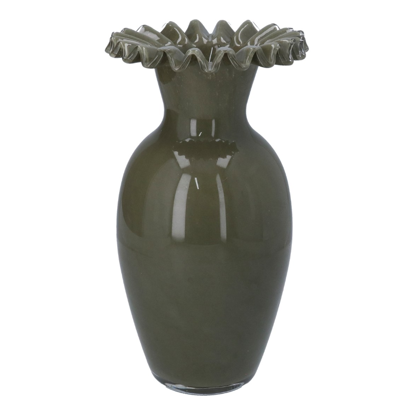 Glass Vase 30cm - Khaki Milk Frill