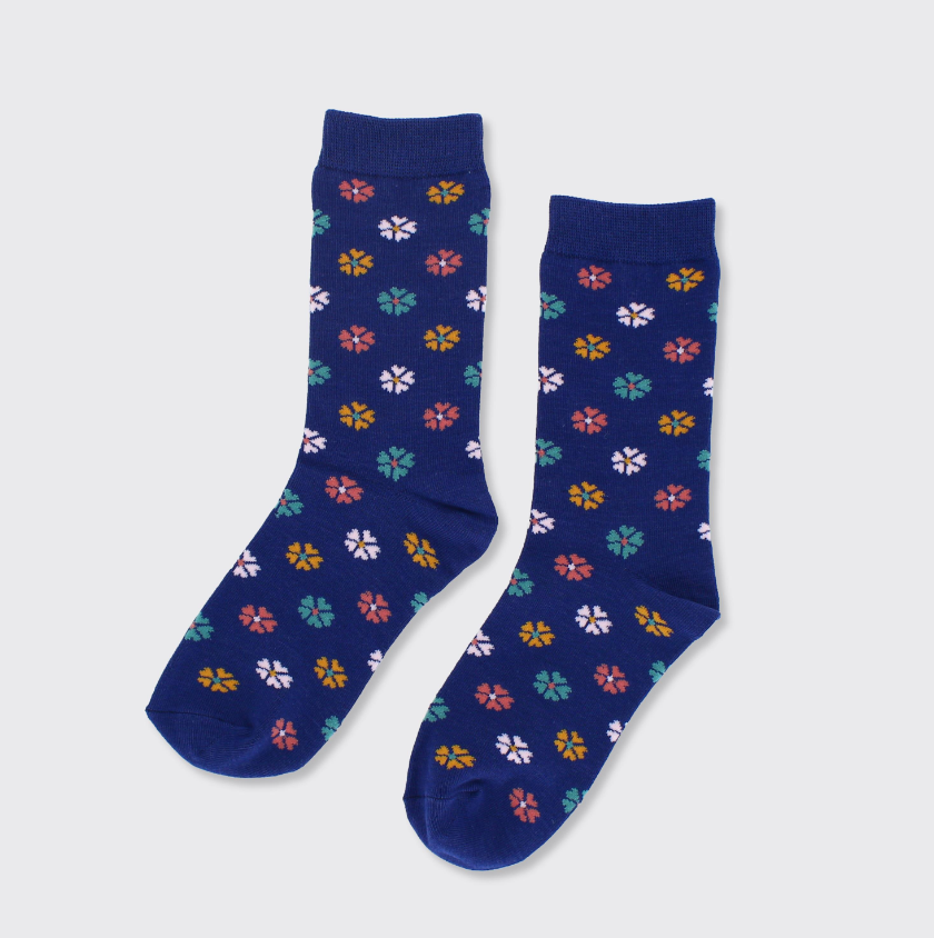 Floral Socks - Multi Navy