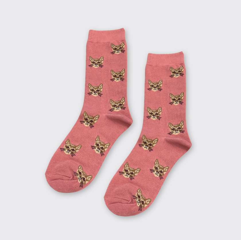 Tabby Cat Socks - Pink