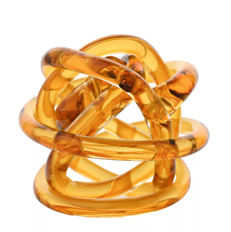 Hestia Knotted Glass Ornament Amber