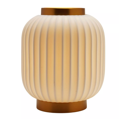 Hestia Ribbed Lantern Style Porcelain Lamp - Small