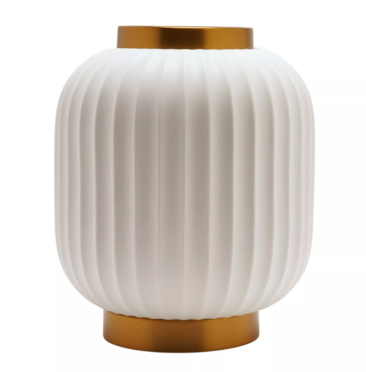 Hestia Ribbed Lantern Style Porcelain Lamp - Small