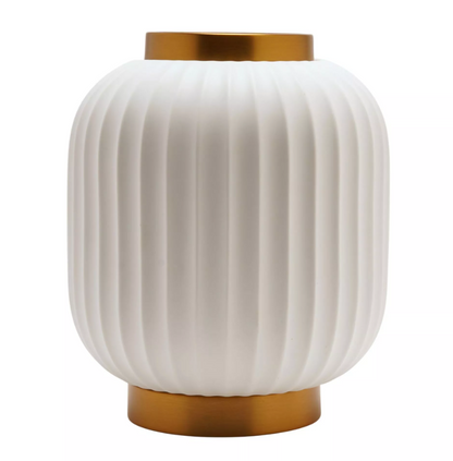 Hestia Ribbed Lantern Style Porcelain Lamp - Small