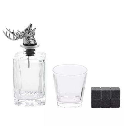 Harvey Makin Whisky Stag Decanter, Glass & Cooling Stones Set