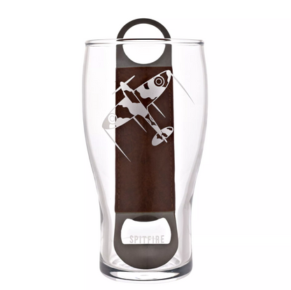 RAF Etched Pint Glass & Bottle Opener Set - Spitfire