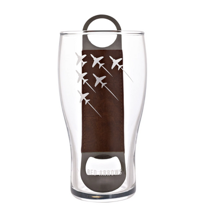 RAF Etched Pint Glass & Bottle Opener Set - Red Arrows