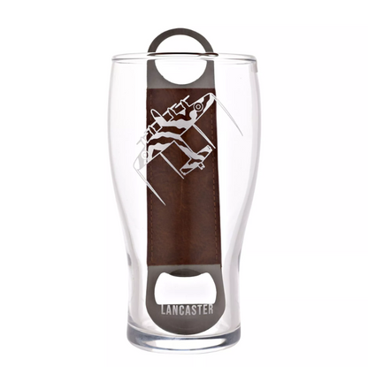 RAF Etched Pint Glass & Bottle Opener Set - Lancaster