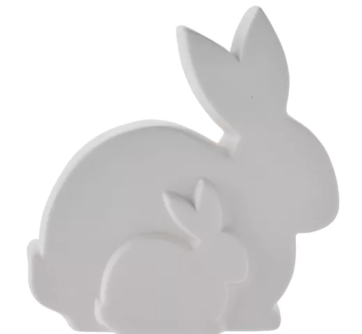 LED Ceramic Mum and Baby Bunny Light 15cm