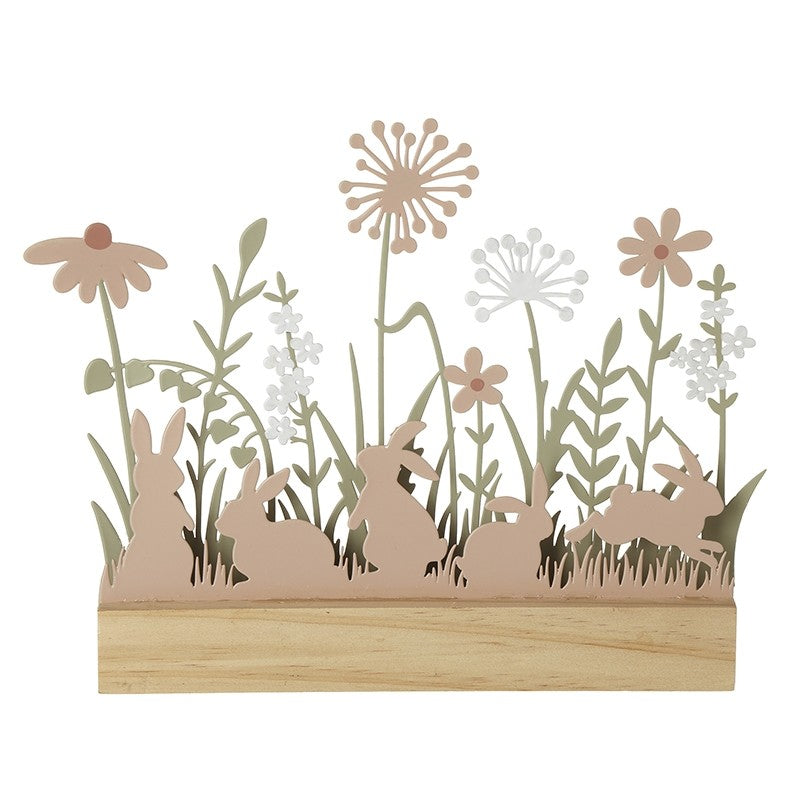 Wooden Pink Rabbit Scene