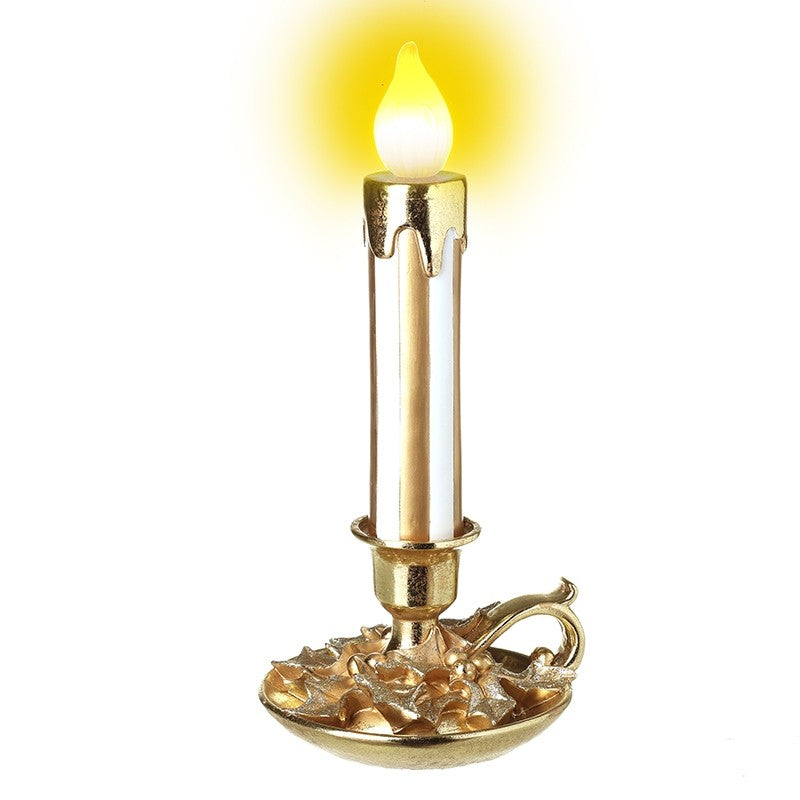 Light Up Candle Stick In Gold Holder
