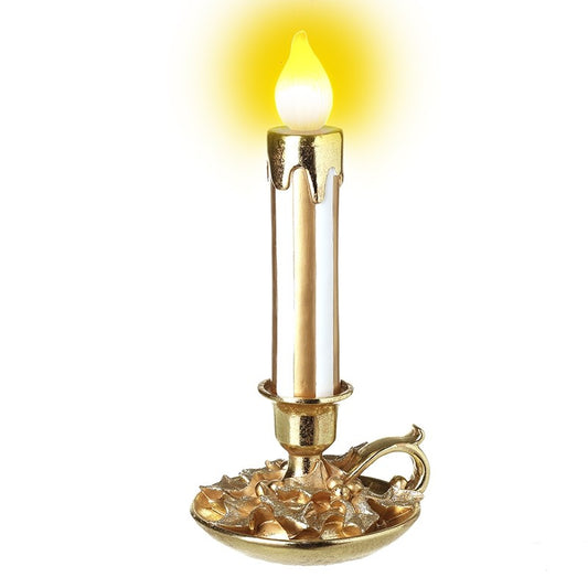 Light Up Candle Stick In Gold Holder