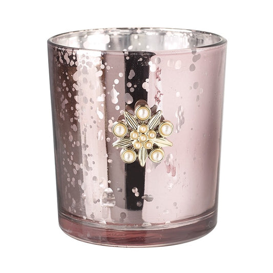 Silvery Pink Glass T-Light Holder