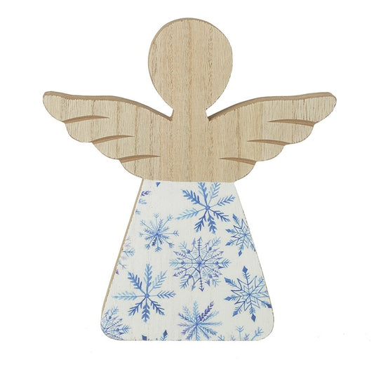 Half Snowflake Pattern Wooden Angel