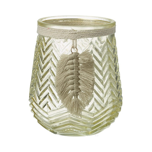 Pale Yellow Glass T Light Holder