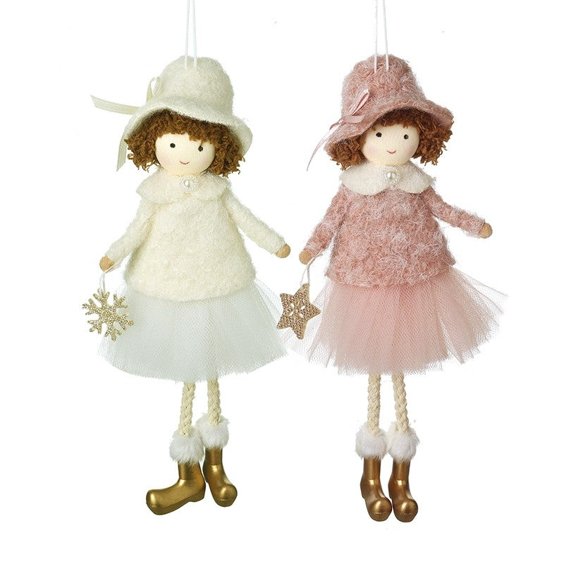 Hanging Cream OR Pink Girls In Gold Boots