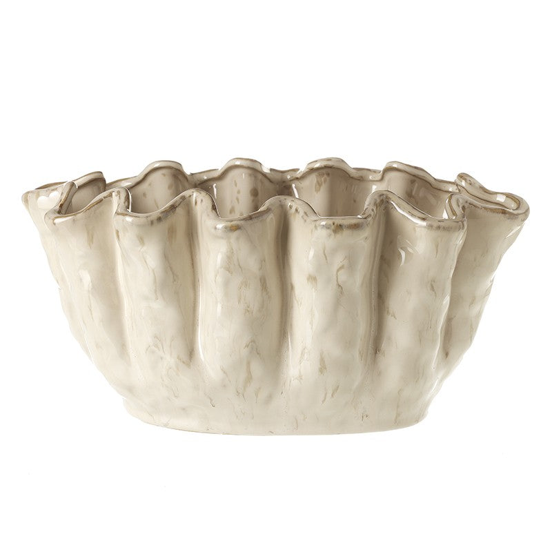 White Ceramic Wavey Planter