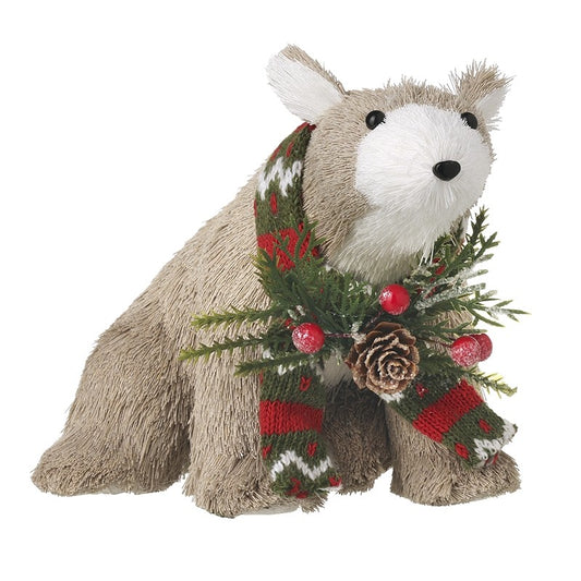 Grey Sitting Polar Bear Ornament