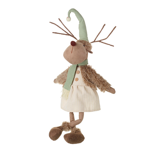 Reindeer in Green Hat, Scarf and Dress