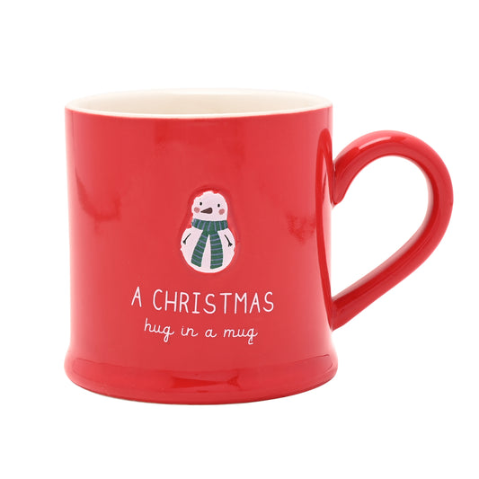 Love Life Christmas Embossed Mug - Snowman Hug