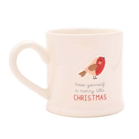 Love Life Christmas Embossed Mug - Robin