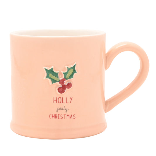 Love Life Christmas Embossed Mug - Holly