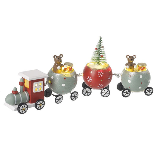 Light Up Christmas Train Red Grey Round Carriages