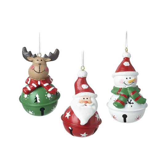 Deer Santa or Snowman Bell Tree Decor