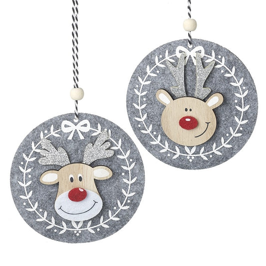 Felt Grey Deer Hangers